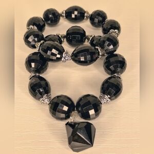 Elegant Black Beaded Necklace